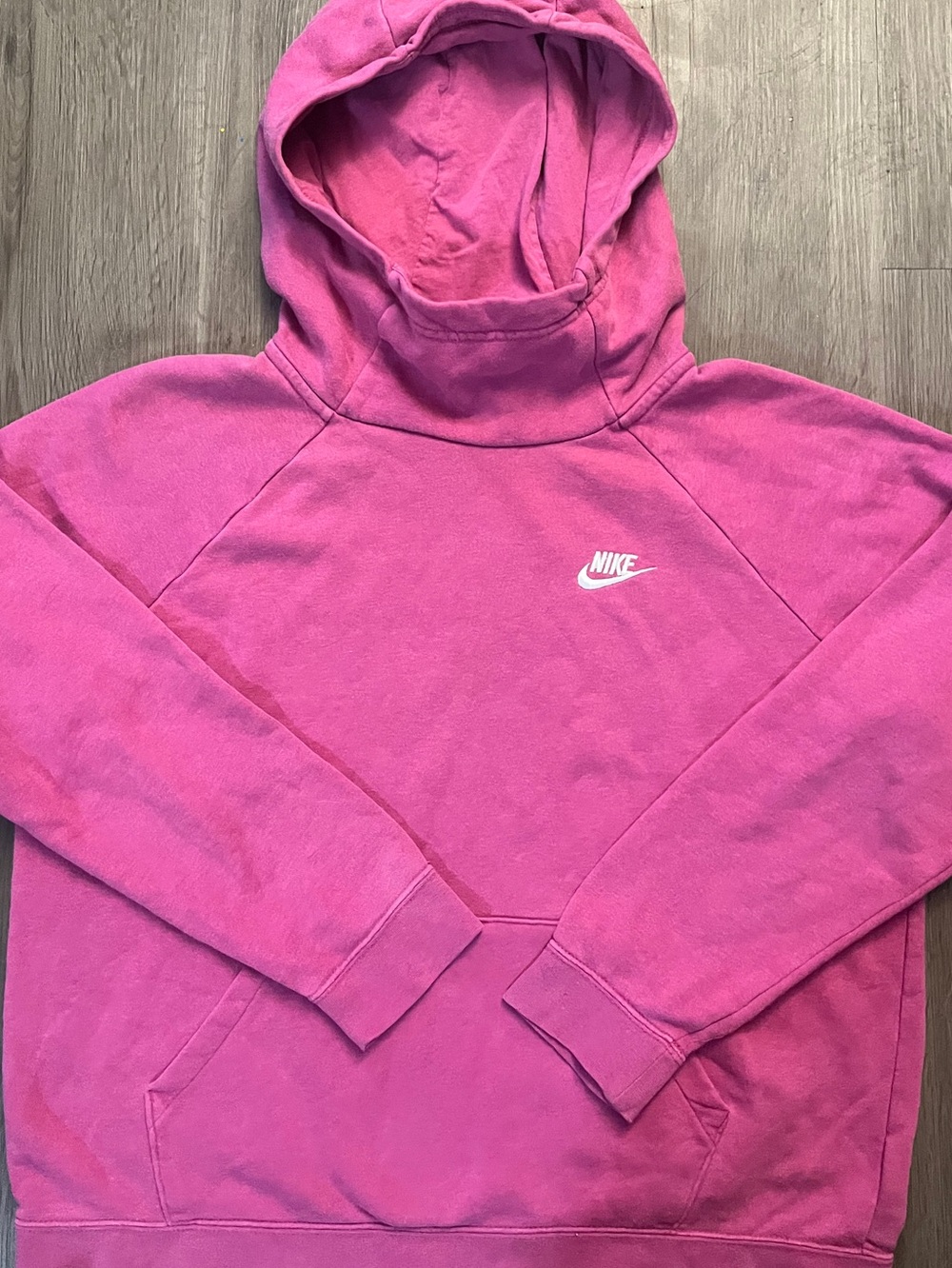 Nike pullover funnel neck medium pink Nike word and check on front LM